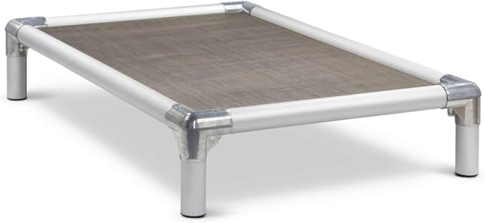 Kuranda Chewproof Elevated Pet Bed - Silver Aluminum - 40" x 25" - Sunsure Textilene - Sierra