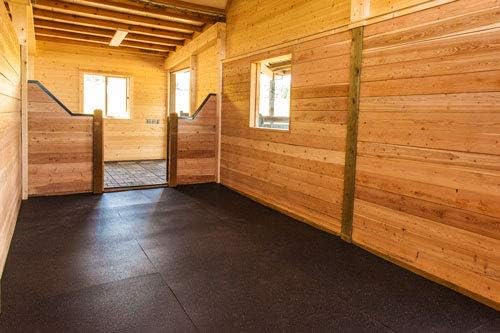 American Heavy Duty Stall Mats - Stable/Horse Mats - Thick, Durable Rubber Flooring - Solid Black 4 Center Tiles, 1/2" Thick Expansion Set