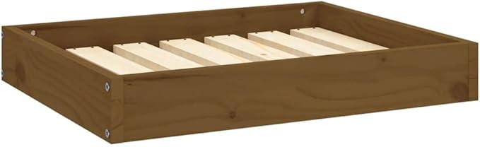 Solid Pine Wood Dog Bed for Small Breeds, Honey Brown Durable Pet Bed with Easy Assembly and Comfortable Mattress, 24.2x19.3x3.5 Inches Indoor Furniture for Beagles Dachshunds