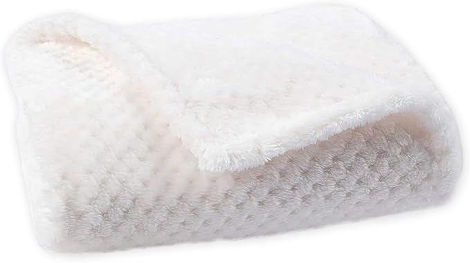 Pet Blanket Warm Soft Dog Blankets Washable Cat Throw Blankets Sofa Bed Couch Furniture Protector Cover for Small Medium Large Dogs Cats, White, 24" x 31"