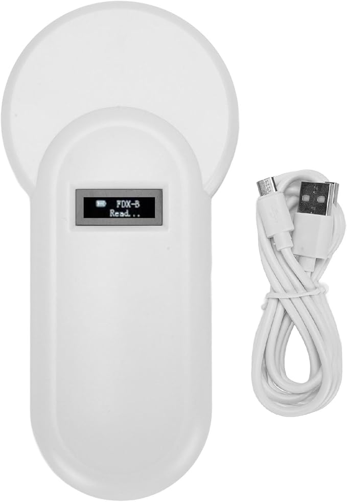 Handheld Animal Chip Reader, Pet Microchip Scanner with OLED Display for Dogs Cats Horses Pigs Cows Sheep, ISO11784 5 FDX B Reader, USB Rechargeable
