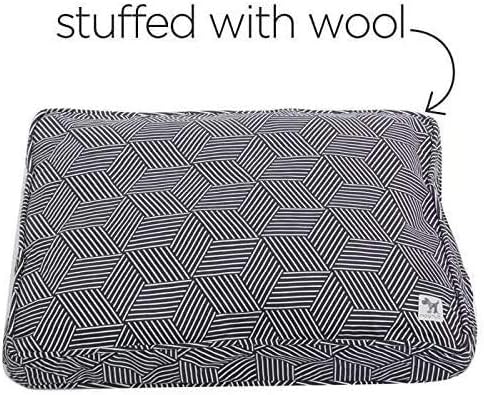 Molly Mutt Sheepy Wool Crate Mat - 100% Cotton Canvas Cover with Temperature-Regulating 100% Natural Wool-Filled Insert Dog Bed - Soft & Supportive Wool-Filled Bed - (30"x21"x2.5", Rough Gem)
