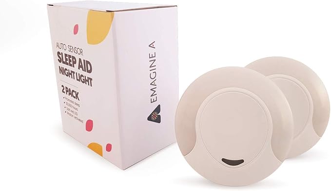 Sleep Aid Amber Night Light Plug in with Dusk to Dawn Sensor, Low Blue LED Promotes melatonin Production and Healthy Sleep, ON-Off-Auto Toggle, 2-Pack