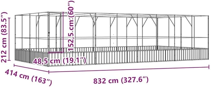 Steel Aviary with Extension, Large Flight King Bird Cage for Cockatiels African Grey Quaker Amazon Sun Parakeets Green Cheek Conures Pigeons Parrot Bird Cage, 327.6"x163"x83.5",-89