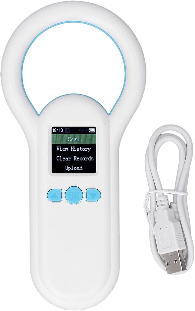 Alomejor S20 Pet Microchip Scanner, ABS Material, Fast Recognition for Dogs Cats with 1.44 Inch Display and USB Upload for Animal Management