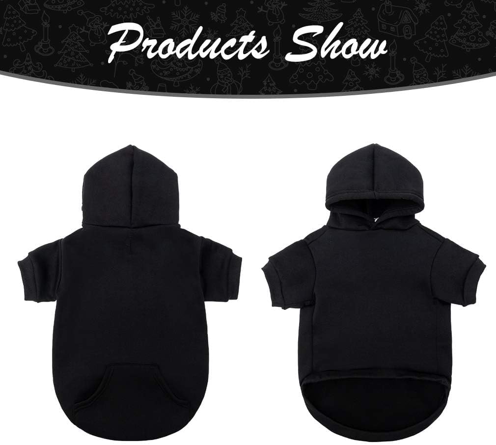 KOOLTAIL Basic Dog Hoodie - Soft and Warm Dog Hoodie Sweater with Leash Hole and Pocket, Dog Winter Coat, Cold Weather Clothes Sweatshirt for Small Medium Large Dogs Puppy Cat Boys Girls Black XL