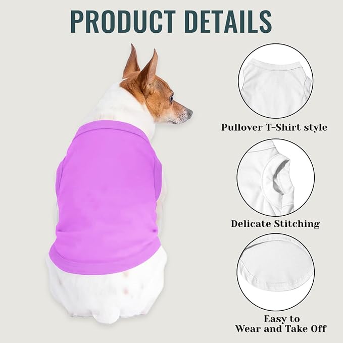 Customized Dog Shirt Custom Pet Clothes T Shirts for Small to Large Dogs Design Image Logo Text Outfits for Puppy Cat Personalized Breathable Sleeveless Pullover Light-Purple, S