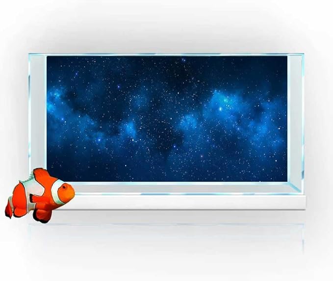 24X16IN Starry Aquarium Background, Art Starry Fish Tank Decorations Background, with 8 EVA Double-Sided Tape