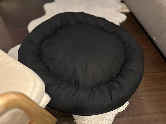 Organic Cotton Canvas Dog Bed: Removable Cover, Natural Fill - Made in USA (Black, Large 35" x 8" inches)