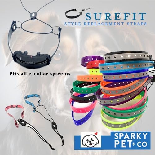 Sparky Pet Co - ECollar Replacement Strap - Bungee Dog Collar - Waterproof - Adjustable - Secure Nexus Wheel Lock - for Electronic Training & Invisible Fence Systems - 1" (Neon Orange)