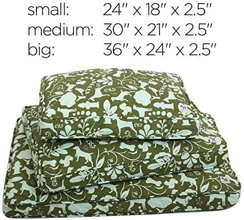 Molly Mutt Sheepy Wool-Filled Crate Pad, GOTS-Certified 100% Organic Cotton Canvas Cover with Soft 100% Natural Wool Insert, Ideal for Dog Bed or Kennel, Forever Young, 24" x 18" x 2.5"