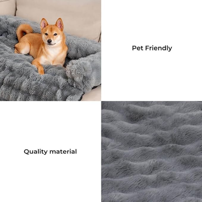 Dream Cloud Pet Sofa Bed for Dogs Cats, 2026 Washable Removable Calming Fluffy Plush Mat for Furniture Protector, Long Fur Non-Slip, for Small/Medium/Large Home Pets (Coffee, L: 37.4 * 33.5IN)