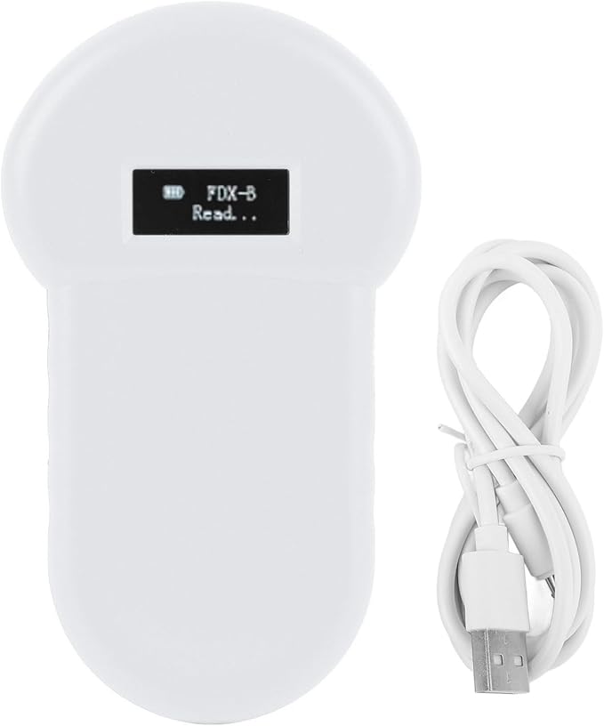 Fafeicy Pet Microchip Reader, Handheld ISO11784 85 FDX B Scanner with USB Charging and LCD Display, for Dogs Cats Pigs Cows Sheep Poultry Fish Animal Identification