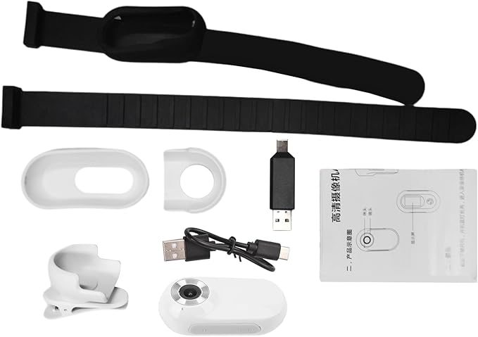 1080P Pet Camera Collar with 90° Wide Angle Lens, Mini Dog Cat Collar Camera with IPS Screen - Continuous Recording & Comfortable Silicone Fit for Outdoor Activity (White)