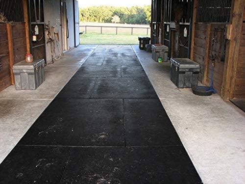 American Floor Tiles - Heavy Duty Stall Tiles - Stable/Horse Tiles - Thick, Durable Rubber Flooring Solid Black 12' x 12' Set 1/2" Thick (36 Tiles Total)