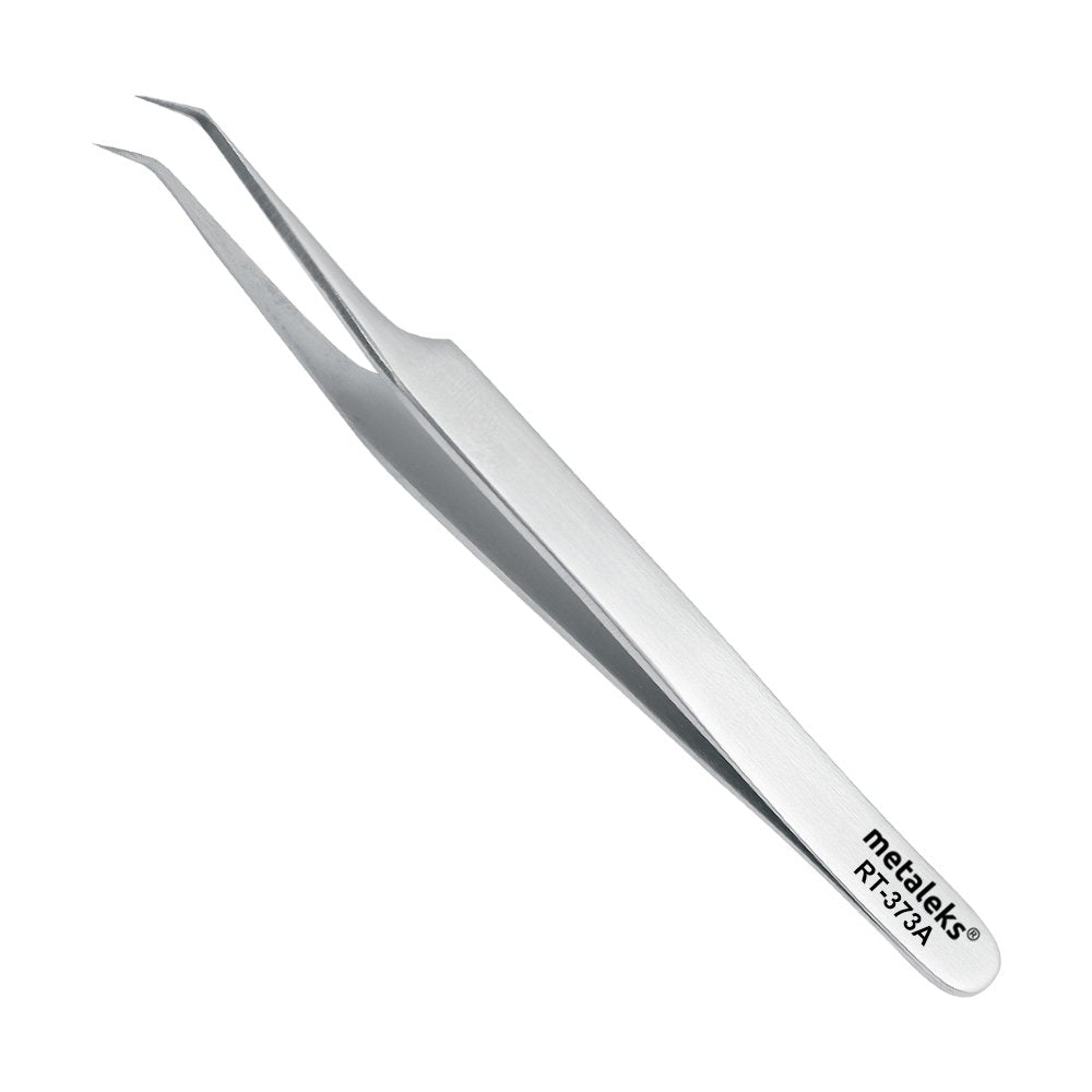 Metaleks Volume Eyelash Extension Tweezers Soft In Use Light In Weight Matt Finish Stainless Steel Pointed Angular Tip For 2D -
