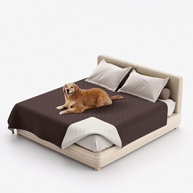 Waterproof Dog Bed Covers for Couch Protection, Water-Resistant Soft Dog Pet Blanket Anti-Slip Dog Blanket for Bed, for Furniture Bed Couch Sofa (Brown,52x82inch)
