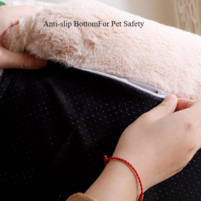 Soft Fluffy Self-Warming Cat Bed | Washable Pet Sofa for Indoor Cats & Small Dogs | Cute Princess-Inspired Kitten Couch & Puppy Bed(Light Orange,29.53''*20.08''*11.02'')