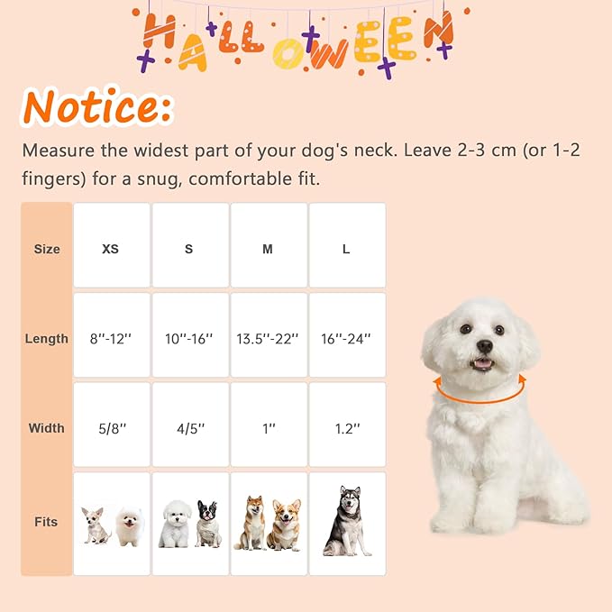 Halloween Dog Collars, Fall Dog Collar for Dogs, Fun Multi-Color Pumpkin Dog Collars for Small Dogs, Adjustable Cotton Small Dog Collar Puppy Collar for Halloween & Thanksgiving