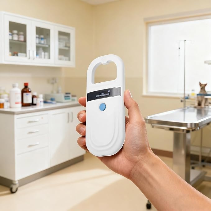 Pet Microchip Reader, 134.2Khz Handheld Scanner, Compatible with Emid Fdx-B, 0-15 Cm Reading, OLED Display, Pet Id Tracking