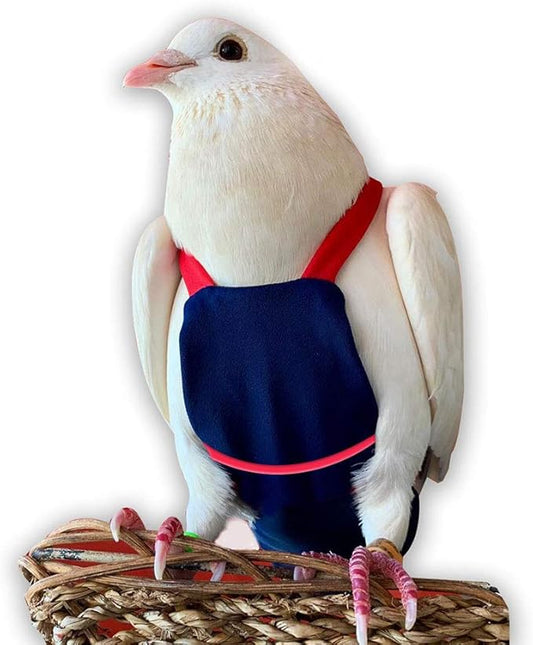 Bev's Bird Boutique Regular Flyper Adjustable Bird Diaper | Reusable, Washable Cloth | Comfort Fit for Parrot, Cockatiels, & Other Small Birds | Fashionable Avian Accessories, Navy & Red, Size 8