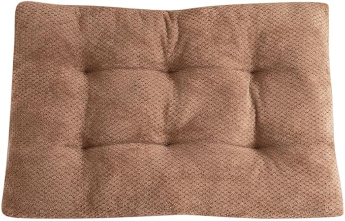 Washable Dog Bed for Large Breeds, Extra Cushioned Crate Mattress with Removable Fluffy Cover, Non-Slip Orthopedic Pet Pad, Machine Washable Kennel Mat(Khaki,S)