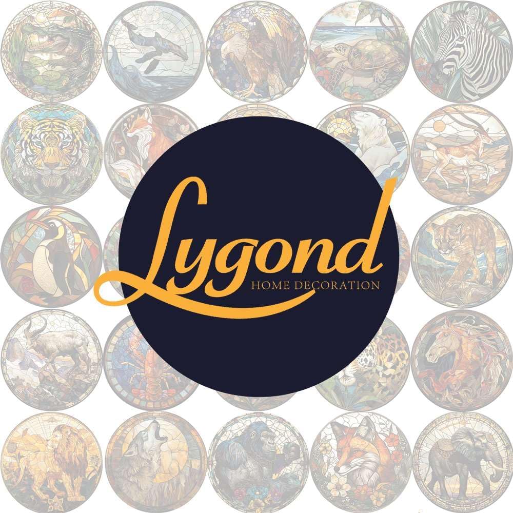 Lygond Metal Sign Tin Sign Circular Stained Glass Tigle Tin Signs Gardening for Yard 12×12 Inches