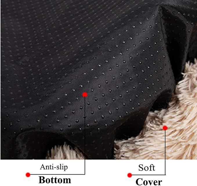 huraty Plush Calming Dog Bed, Faux Fur Donut Cuddler Bed for Cats, Anti-Skid & Anti-Anxiety, 20 Inch for Puppy and Kitties, Khaki, S