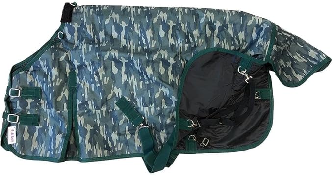 AJ Tack 1200D Waterproof Winter Pony Blanket - 300g Heavyweight Turnout with Fleece Collar, Shoulder Gussets & Tail Flap - Camouflage 54"
