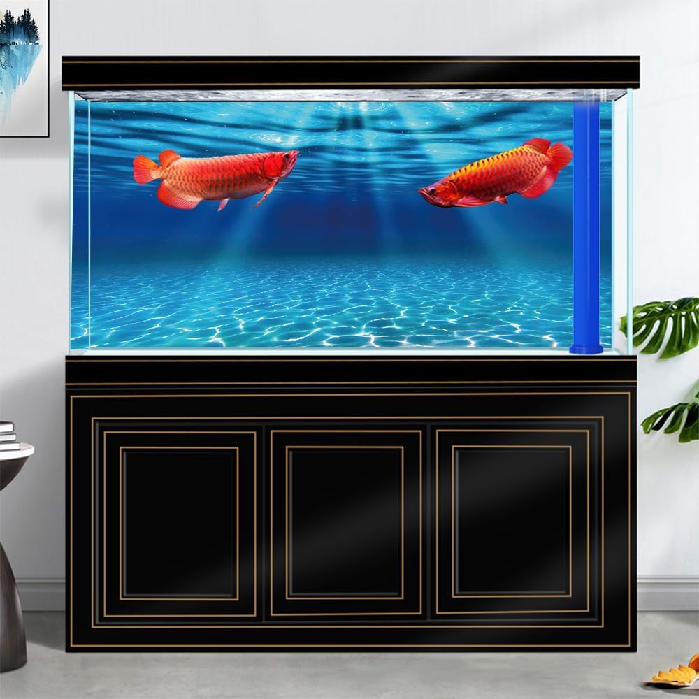 Natural Undersea Aquarium Background, Underwater Ocean Sunlight Fish Tank Background 72X18IN with 8 EVA Double-Sided Tape