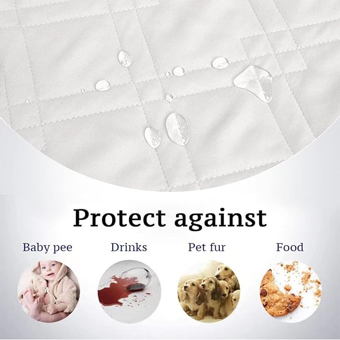 Waterproof Dog Bed Covers for Couch Protection, Water-Resistant Soft Dog Pet Blanket Anti-Slip Dog Blanket for Bed, for Furniture Bed Couch Sofa (Ivory White,96x82inch)