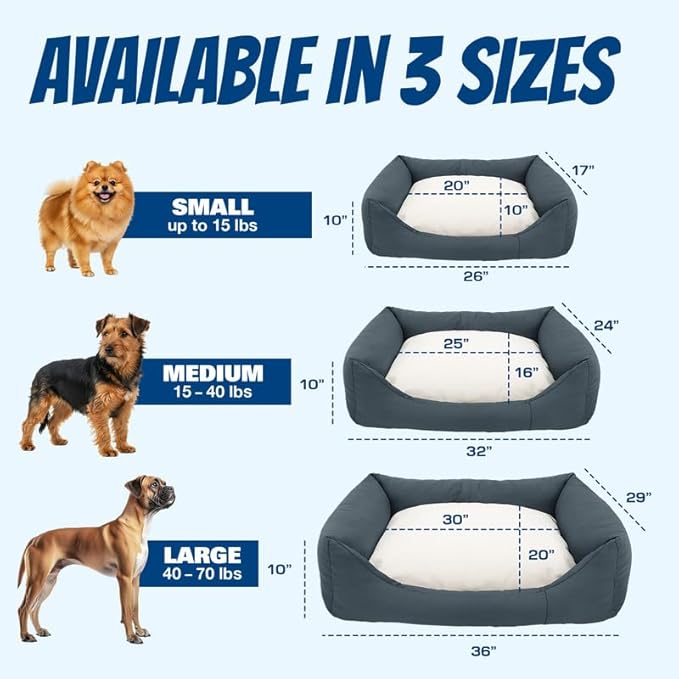 Ships Next Day, Made in USA - Custom Dog Bed – Dog/Puppy Bed w/Navy Blue Base - Personalized Pet Photo Upload - Indoor Use - Ideal Gift - Available in 3 Sizes (23.5x20 Inches)