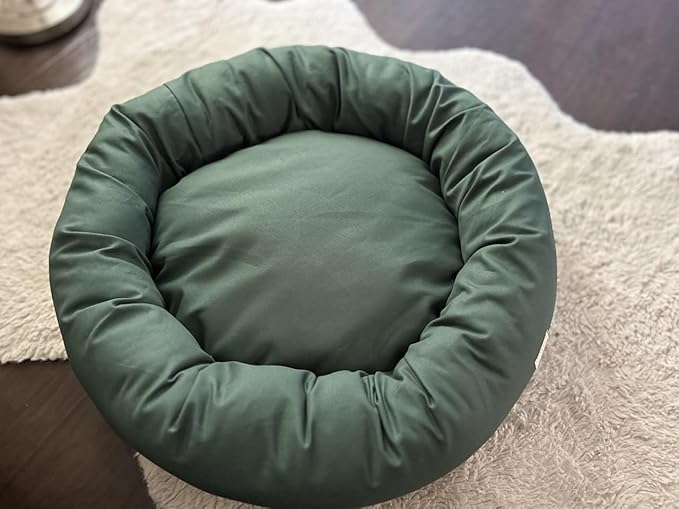 Organic Cotton Canvas Dog Bed: Removable Cover, Natural Fill - Made in USA (Sage Green, Large 35" x 8" inches)