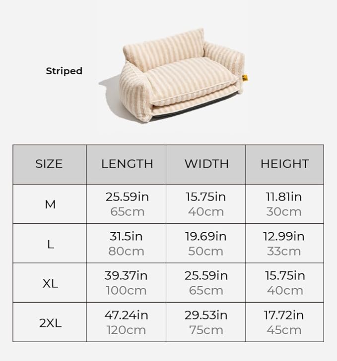 Lazy Holiday Plush Cozy Dog & Cat Sofa Bed, Teddy Velvet Dog Bed, Trendy Striped Faux Lambswool Double Layer Dog & Cat Sofa Bed Dogs Sleeping Mat for Medium Small Dogs & Cats (Black and White,L)