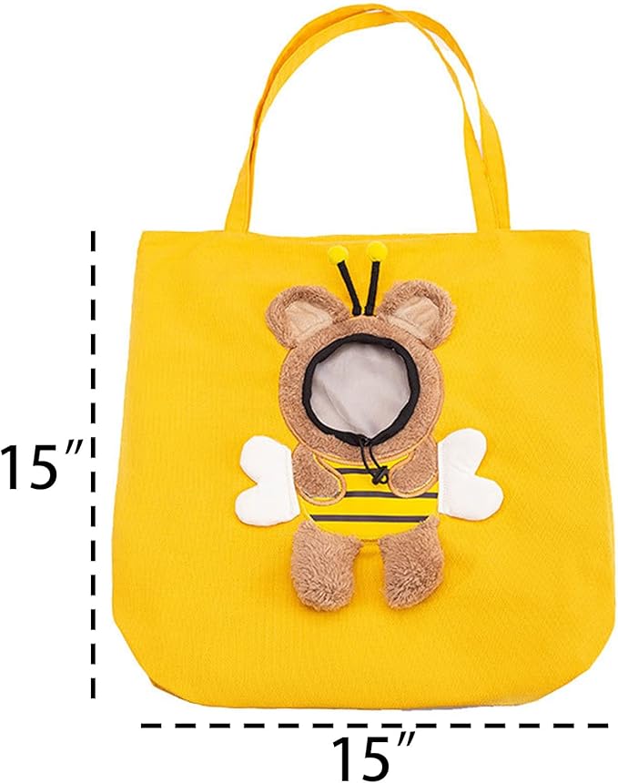 Pet Canvas Shoulder Carrying Bag, Cute Dinosaur Shaped Cat Carrier, S Size Portable Kitten & Puppy Tote, Cozy Carriers for Small Dogs, Cats, and Pets, Handbag for Outdoor, Shopping, and Camping