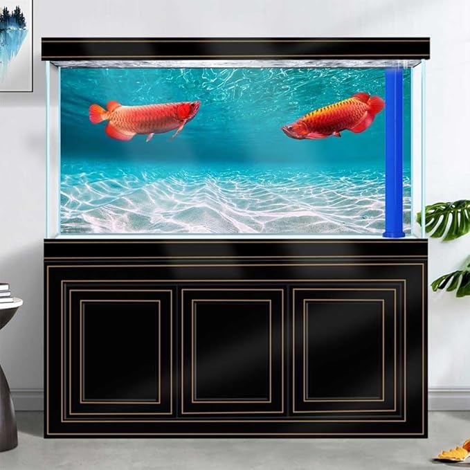 30X12IN Natural Undersea Aquarium Background, Undersea Beach Fish Tank Background, with 8 EVA Double-Sided Tape