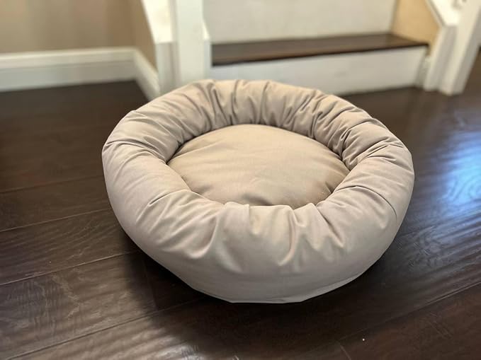 Organic Cotton Canvas Dog Bed: Removable Cover, Natural Fill - Made in USA (Gray, Small 24" x 7" inches)