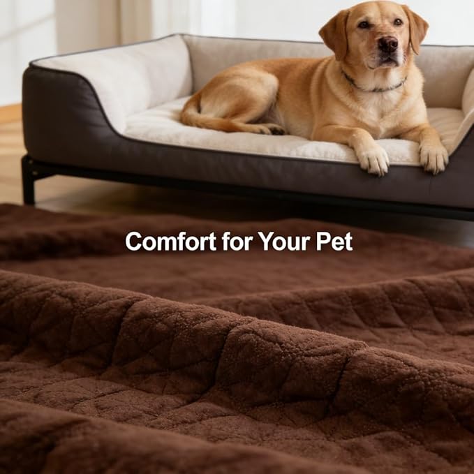Waterproof Dog Bed Cover, Slip, Washable Pet Blanket Sofa Furniture Protector, Brown 52x82in - Double Sided Waterproof, Secure Non Slip Bottom, Ideal for Dogs and Cats (52x82inch)
