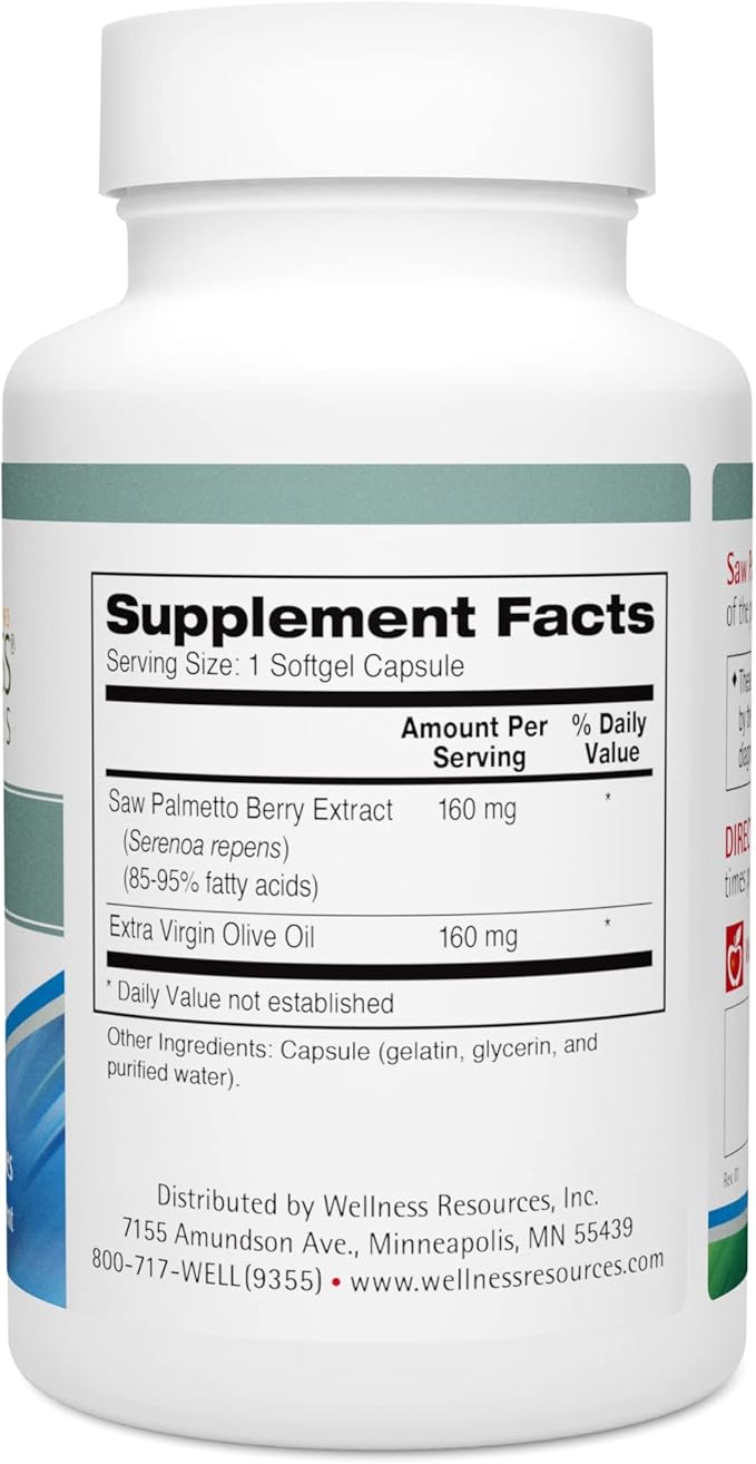 Wellness Resources Saw Palmetto Deep CO2 Extraction, No Solvents - High Potency for Prostate Health (90 Capsules)