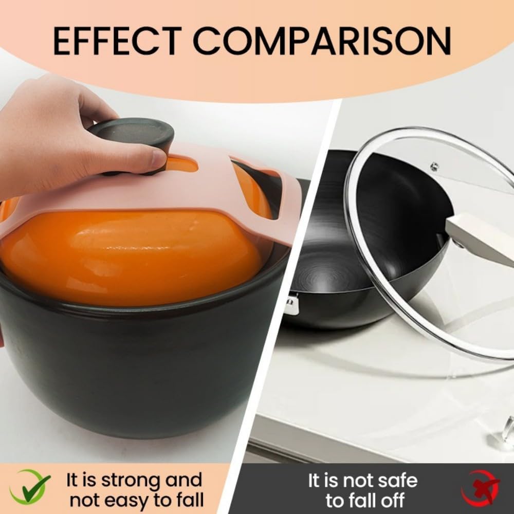 Silicone Lid Lock Strap for Crockpot Slow Cooker (6/7/8 Quart) - Universal Crockpot Lid Holder & Rubber Strap Alternative | Heat-Resistant, No-Spill Design Transport Accessories (Pink)
