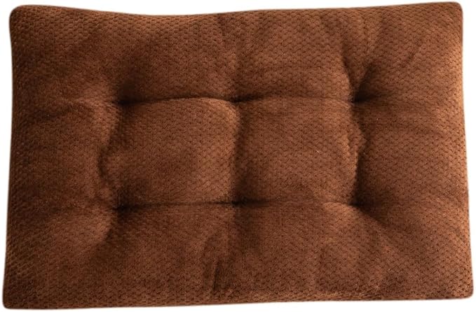 Washable Dog Bed for Large Breeds, Extra Cushioned Crate Mattress with Removable Fluffy Cover, Non-Slip Orthopedic Pet Pad, Machine Washable Kennel Mat(Coffee,S)
