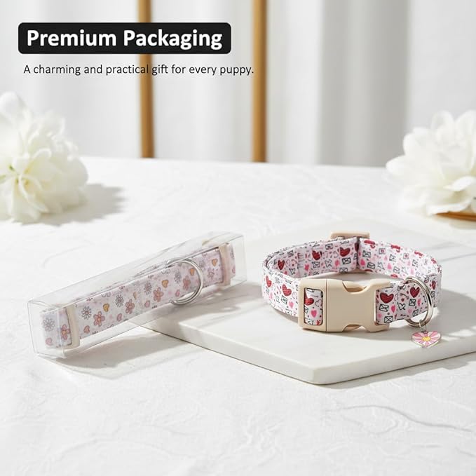 Summer Dog Collar for Medium Dogs, Cute Dog Collar with Watermelon Pattern and Pendant, Green Pet Collar with Soft Cotton Fabric and Robust Buckle