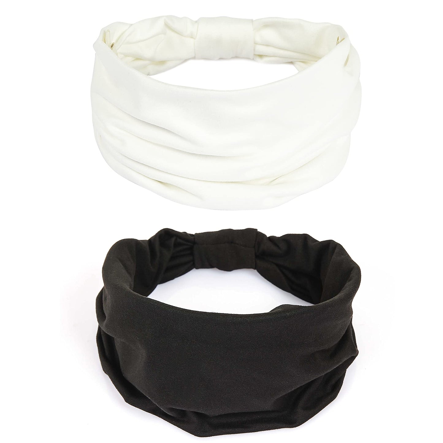 Gili 2 Pack Wide Headbands For Women Boho African Knotted Non Slip Fashion Hair Bands Yoga Running Sports Workout Gym Head Wraps