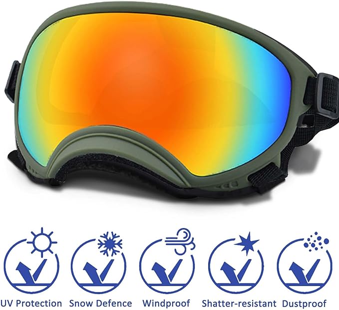 Medium Dog Sunglasses with Adjustable Strap UV Protection, Winproof Dog Puppy Sunglasses, Suitable for Medium Dog Pet Glasses, Dogs Eyes Protection,Soft Dog Goggles