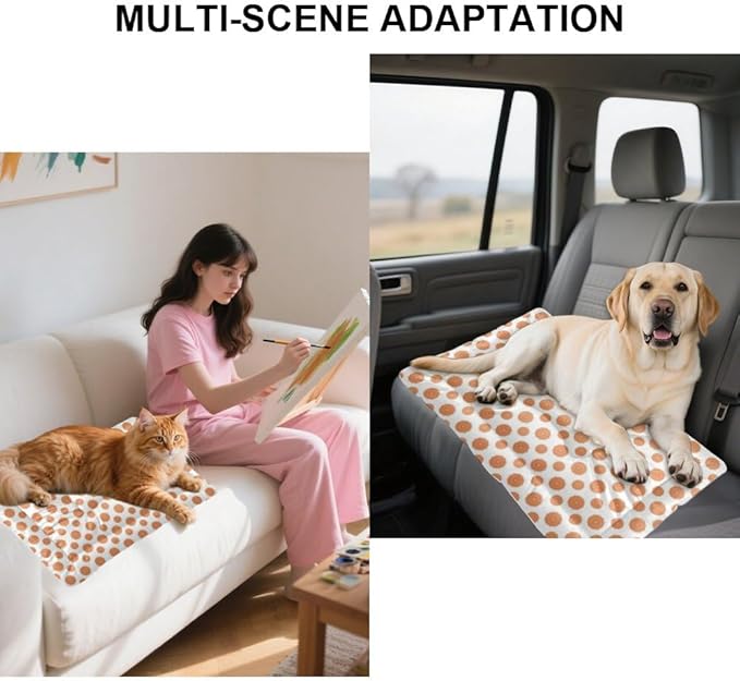 Orange Polka Dot Cute Washable Small Dog Bed Pet Mats Dog Bed Pads Washable Crate Non-Slip Cushions for Lining Pet Crates Beds& Furniture Patio Mat Beds and Furniture Indoor Outdoor 36X24 Inch