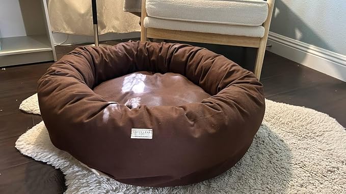 Organic Cotton Canvas Dog Bed: Removable Cover, Natural Fill - Made in USA (Dark Brown, X Large 42" x 8" inches)