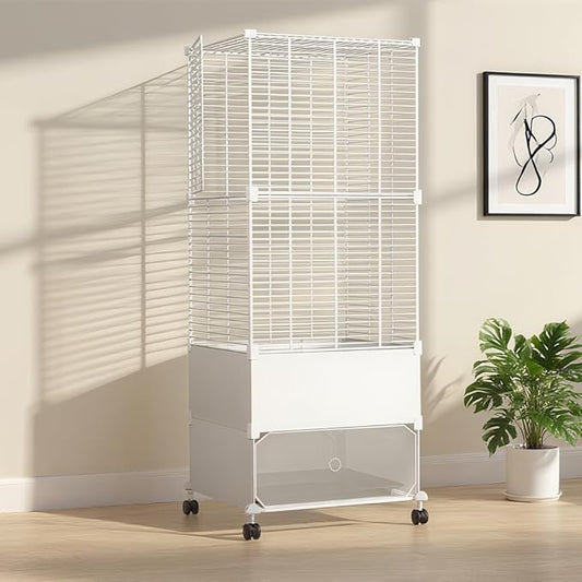 Bird Cage Parakeet Cage Hanging Windows with Sliding Window, Dense Wire Mesh, Removable Tray & Wheels Bird Flight Cage