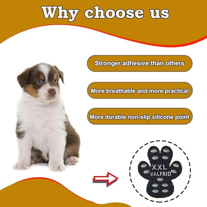 Dog Paw Protector Anti-Slip Grips to Keeps Dogs from Slipping On Hardwood Floors,Disposable Self Adhesive Resistant Dog Shoes Booties Socks Replacement L 24 Pieces