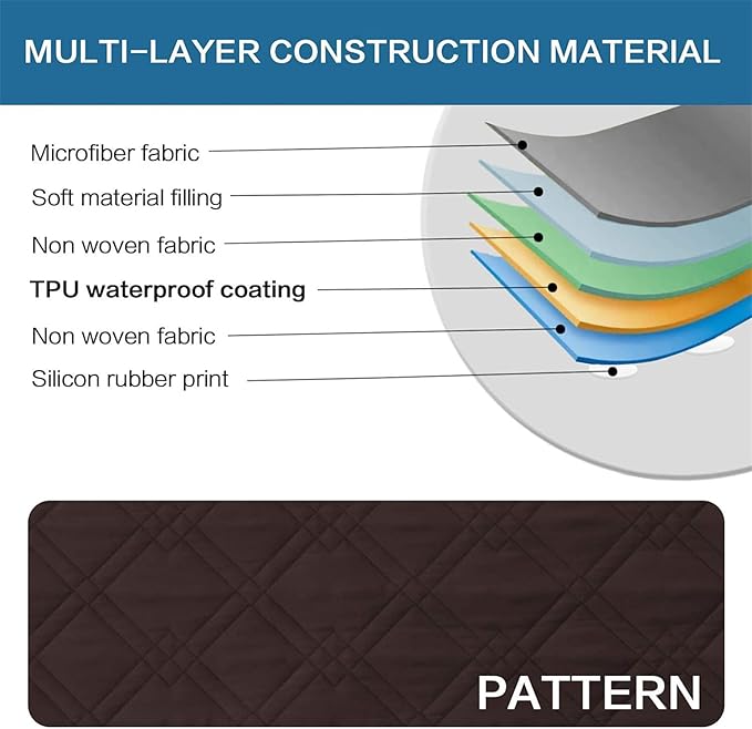 Dog Bed Cover Waterproof Microfiber Quilted Mattress Cover Pet Mat Silicon Non Slip 9 Size Furniture Protectors for Bed Sofa Couch (76 x 127 cm/30 x 50 in,Brown)