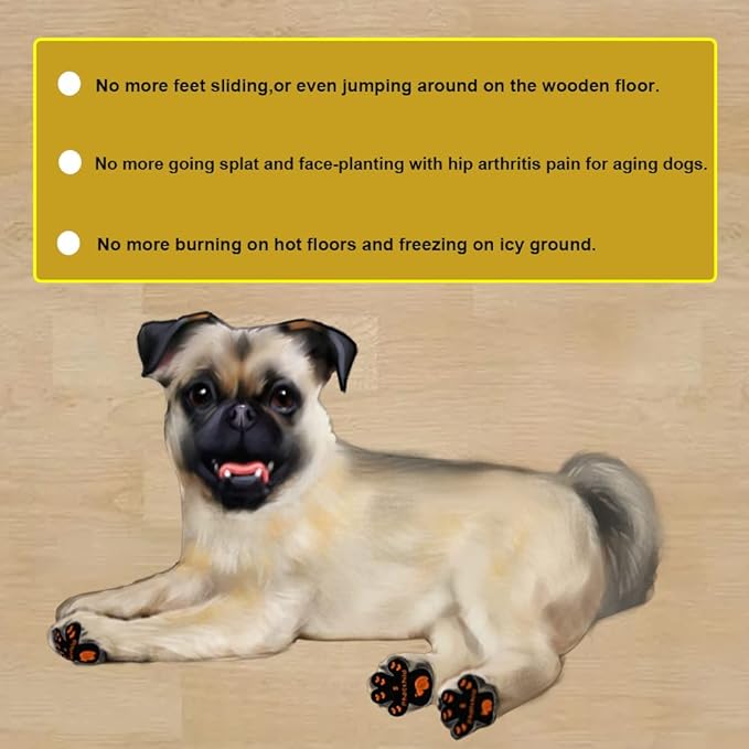 Dog Paw Pads Anti-Slip Grips,Dog Paw Protectors for Senior Dogs on Hot Pavement,Provides Traction to Keep Them from Slipping on Smooth Floors 20 sets-80 Pads Black M